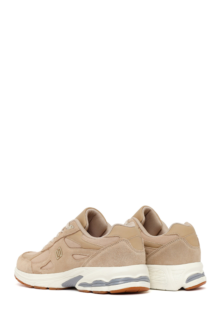 Male Beige Lace-Up Thick-Soled Suede Leather Sneaker