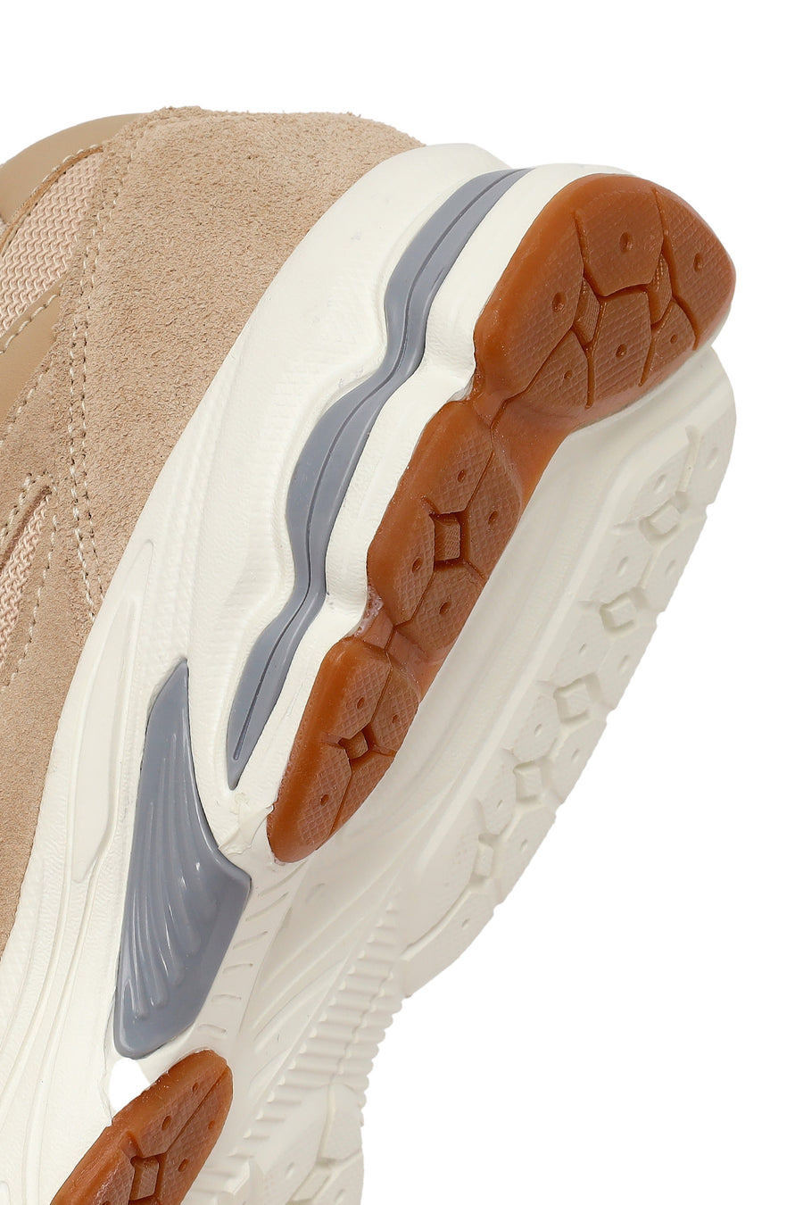 Male Beige Lace-Up Thick-Soled Suede Leather Sneaker