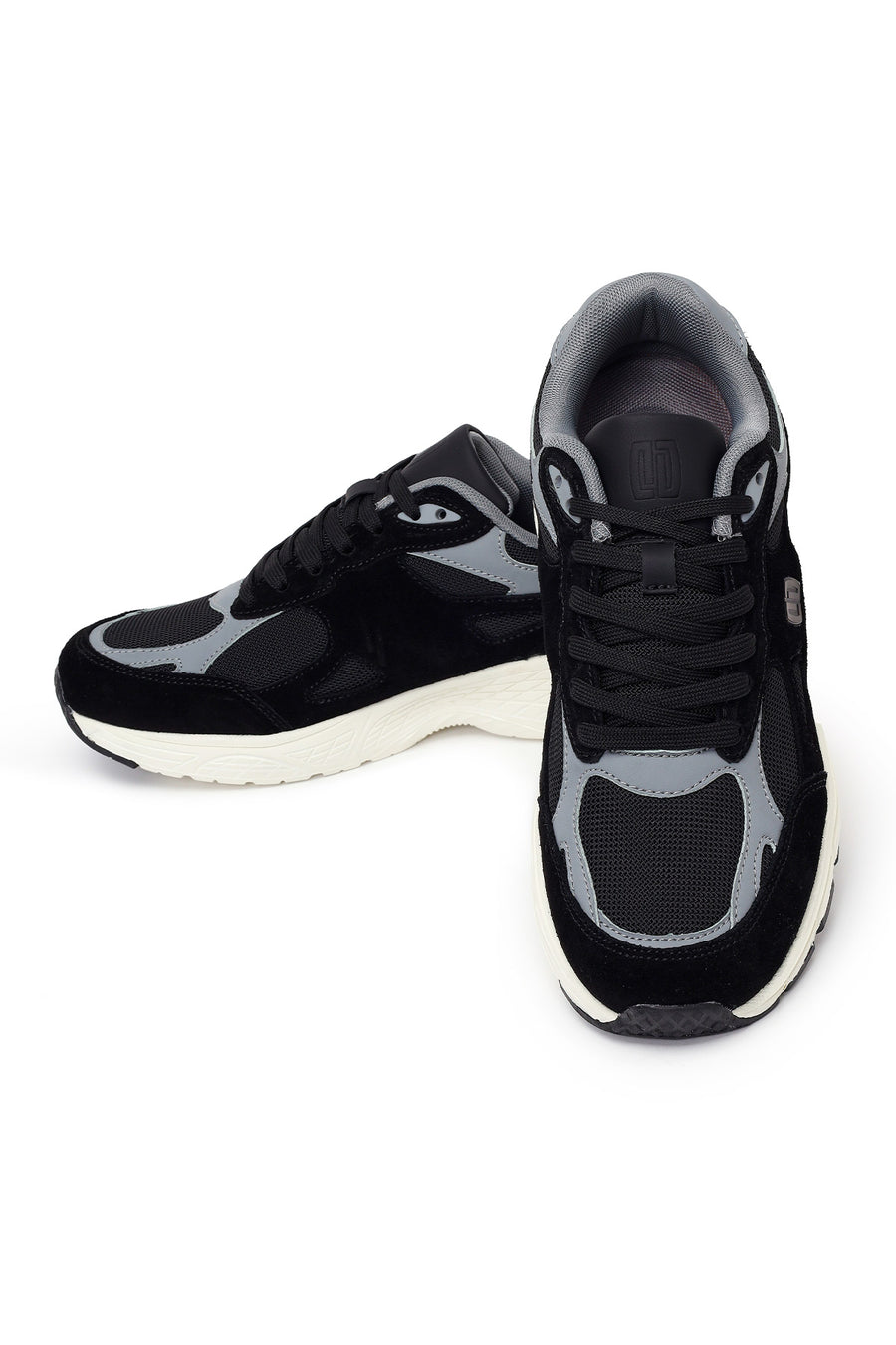 Male Black Lace-Up Thick-Soled Suede Leather Sneaker
