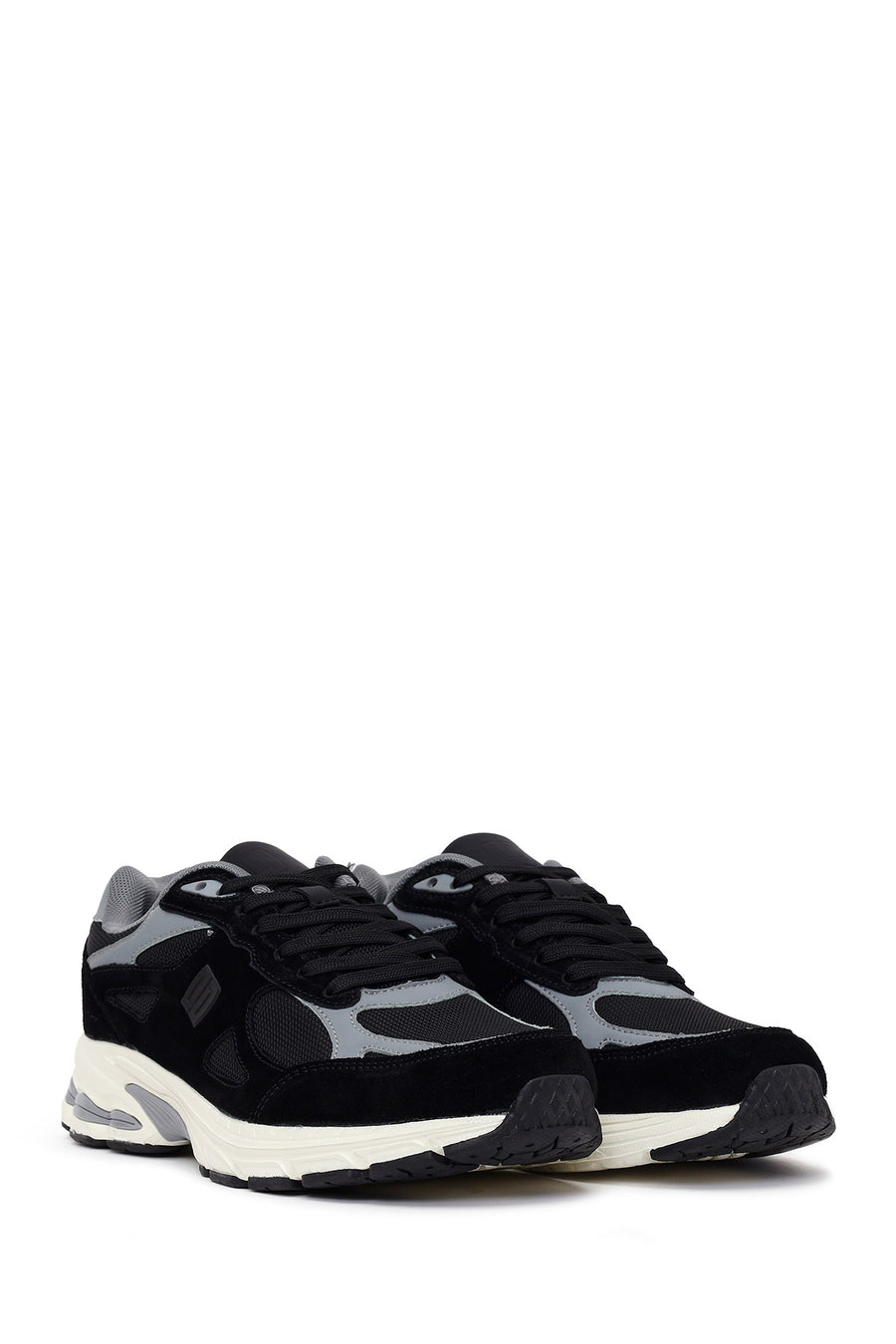 Male Black Lace-Up Thick-Soled Suede Leather Sneaker