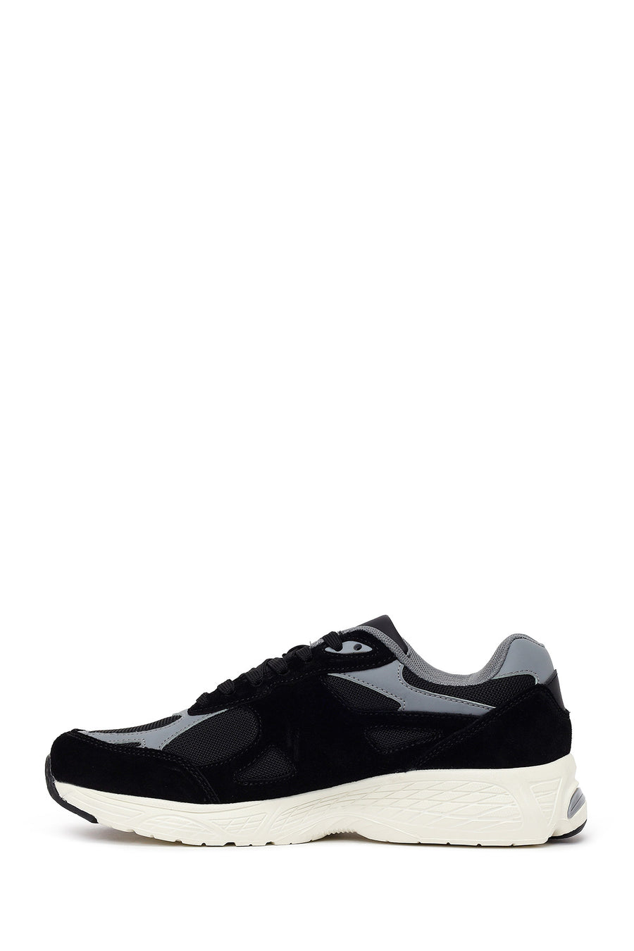 Male Black Lace-Up Thick-Soled Suede Leather Sneaker