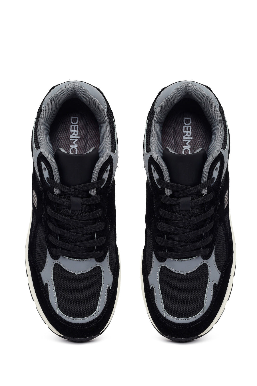 Male Black Lace-Up Thick-Soled Suede Leather Sneaker