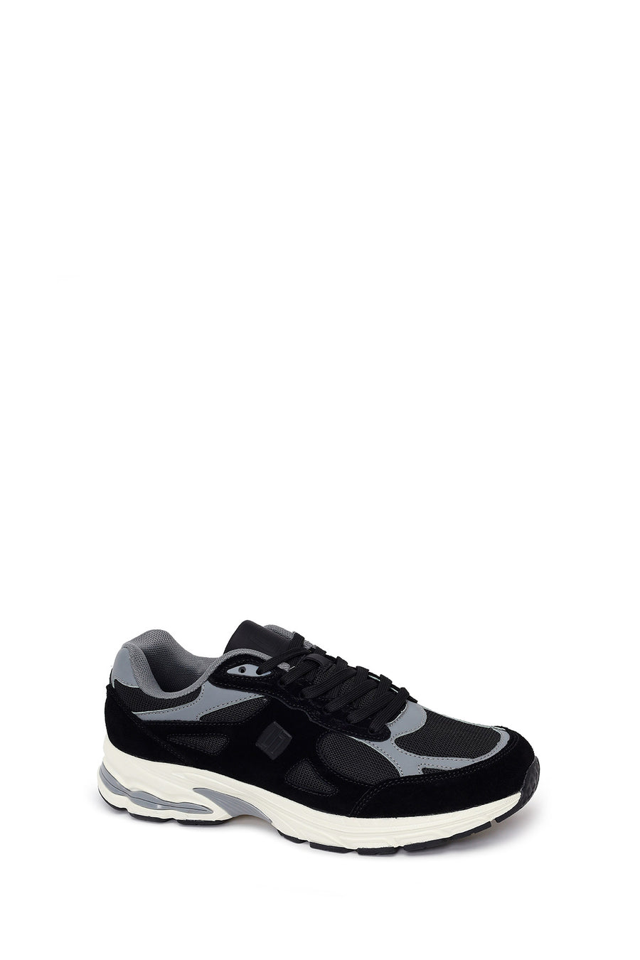 Male Black Lace-Up Thick-Soled Suede Leather Sneaker