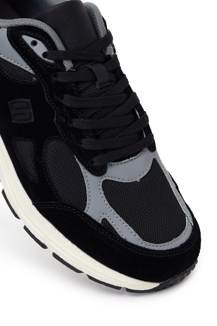 Male Black Lace-Up Thick-Soled Suede Leather Sneaker