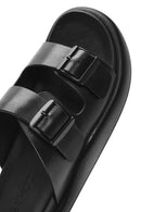 Erkek Siyah Çift Tokalı Deri Terlik | Derimod