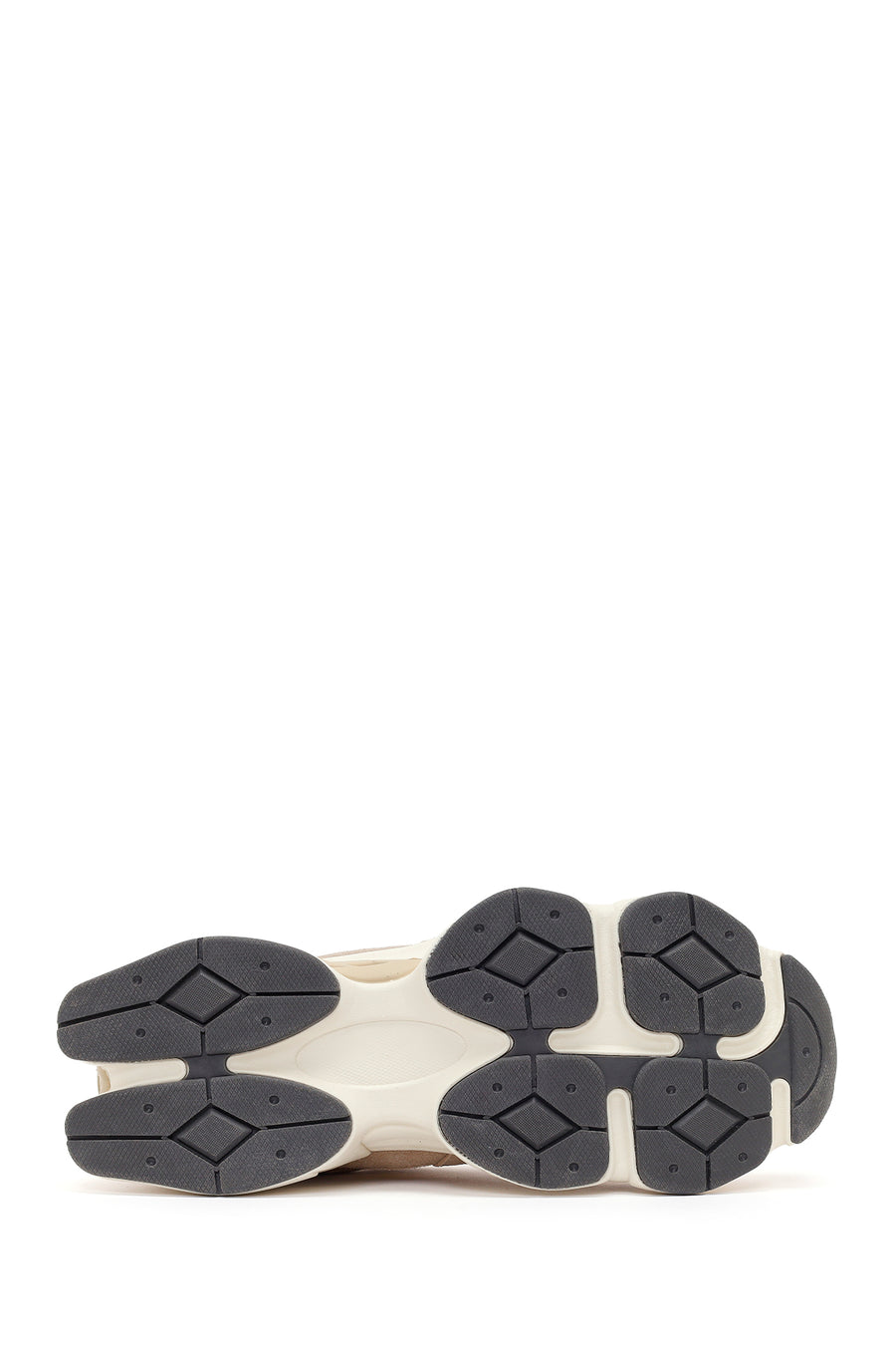 Men's Beige Lace-Up Thick-Sole Leather Sneaker