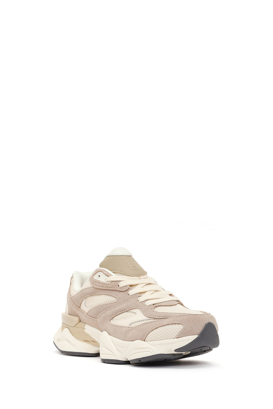 Men's Beige Lace-Up Thick-Sole Leather Sneaker