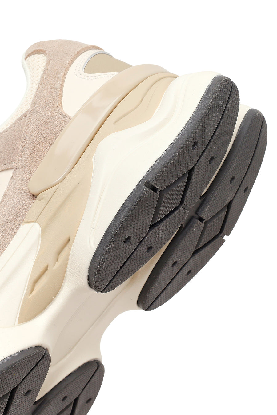 Men's Beige Lace-Up Thick-Sole Leather Sneaker