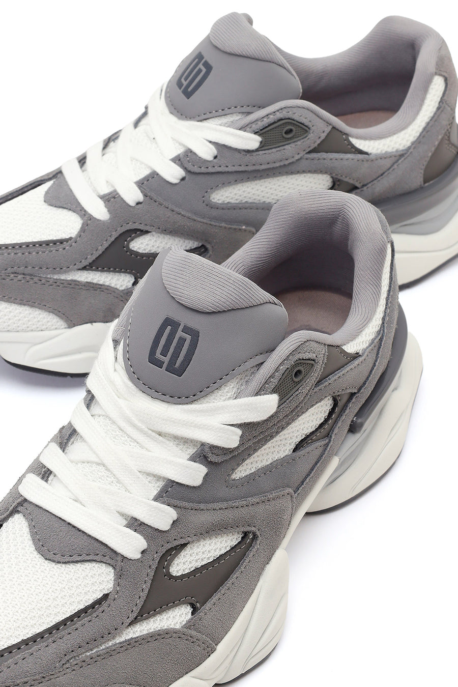 Men's Grey Lace-Up Chunky Leather Sneaker