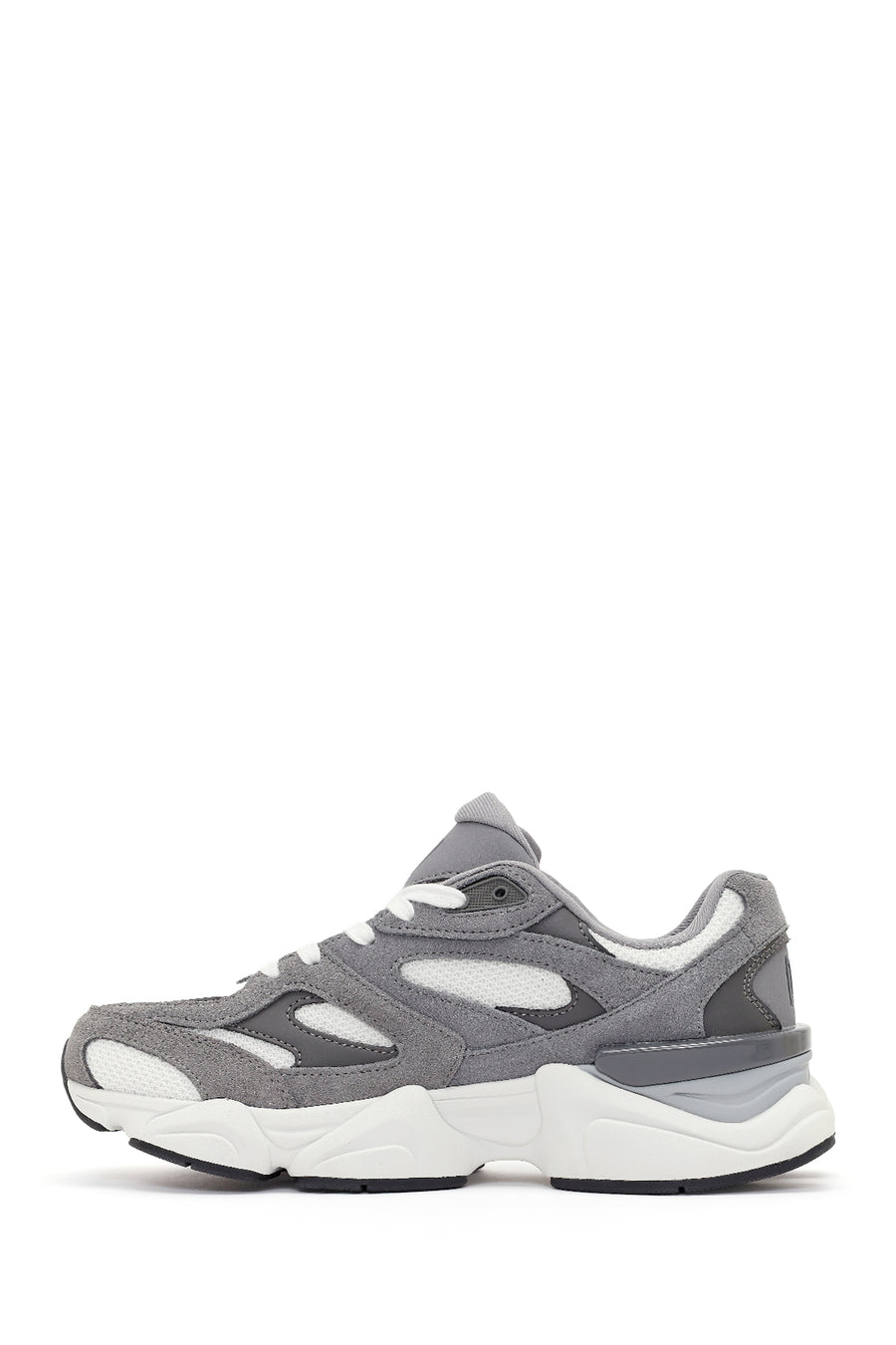 Men's Grey Lace-Up Chunky Leather Sneaker