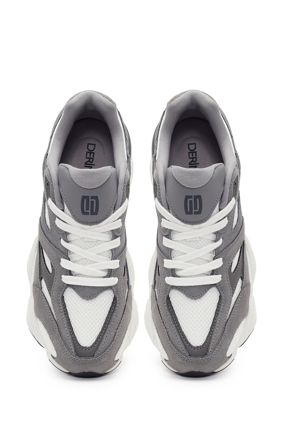 Men's Grey Lace-Up Chunky Leather Sneaker