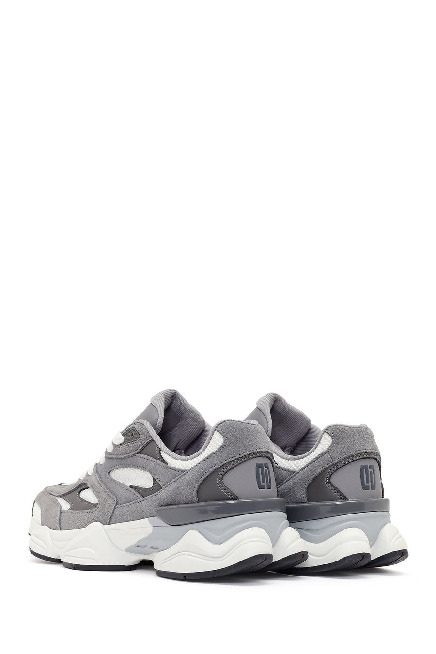 Men's Grey Lace-Up Chunky Leather Sneaker