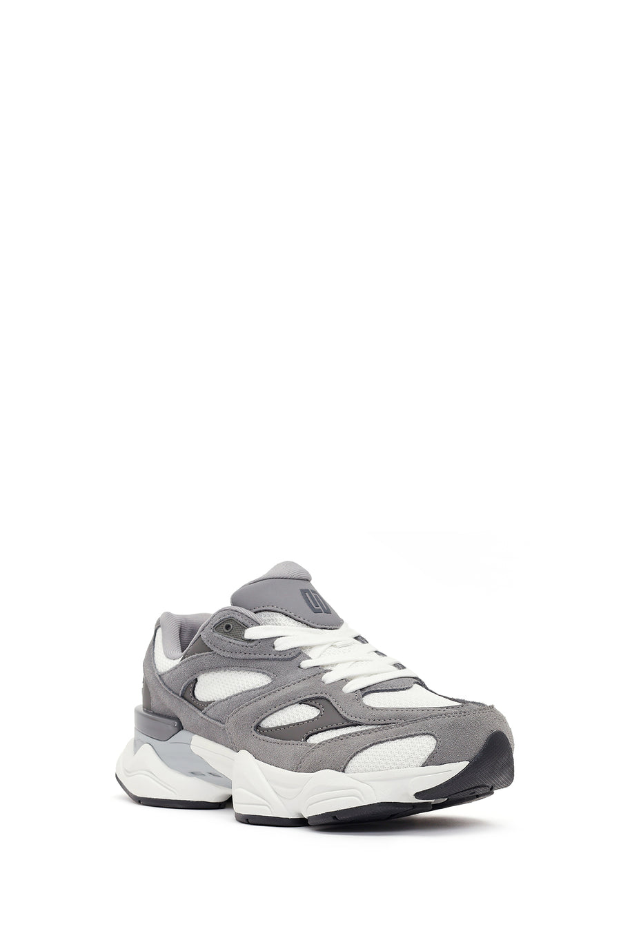 Men's Grey Lace-Up Chunky Leather Sneaker