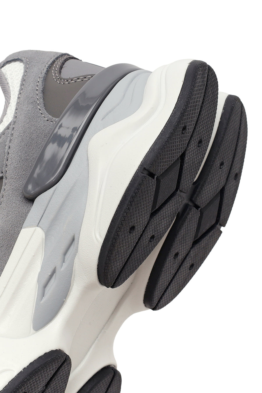 Men's Grey Lace-Up Chunky Leather Sneaker