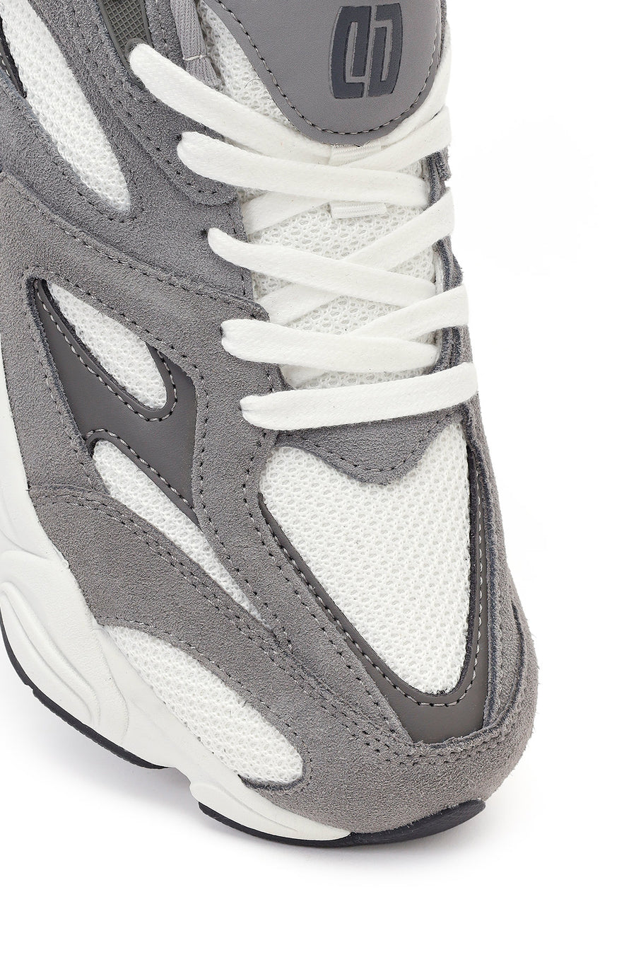 Men's Grey Lace-Up Chunky Leather Sneaker