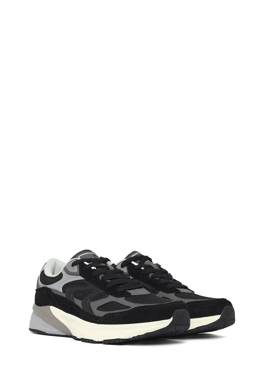 Men's Black Thick Sole Lace Up Leather Sneaker