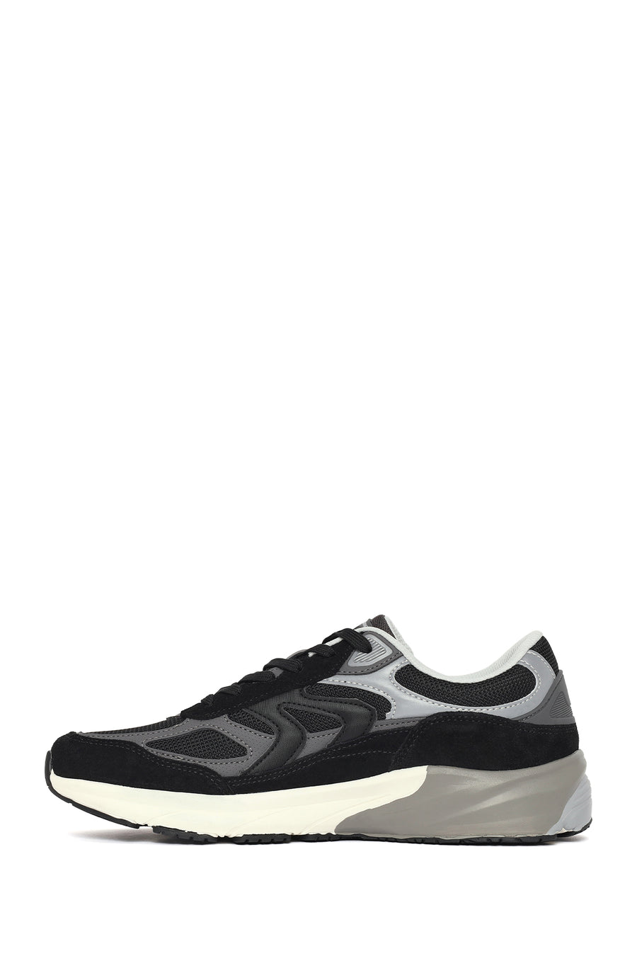 Men's Black Thick Sole Lace Up Leather Sneaker