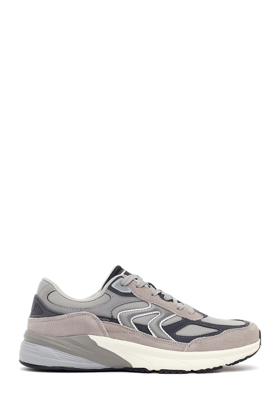 Male Gray Thick-Soled Lace-Up Leather Sneakers 26SFD696814 | Derimod