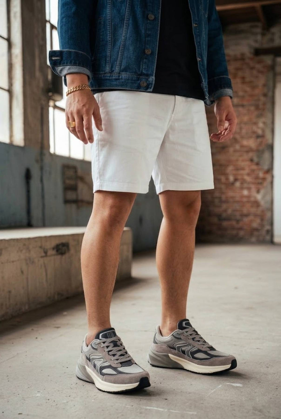 Male Gray Thick-Soled Lace-Up Leather Sneakers