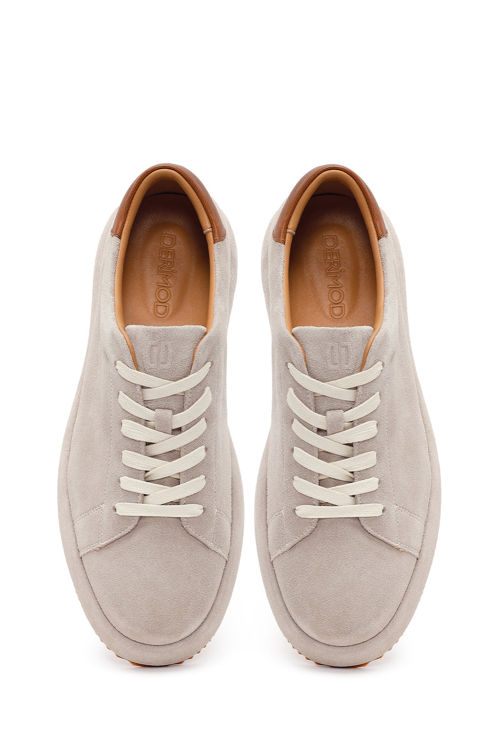Erkek Gri Bağcıklı Süet Deri Sneaker