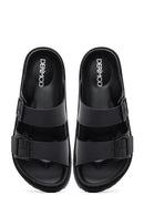 Erkek Siyah Çift Tokalı Terlik | Derimod