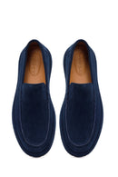 Men's Navy Blue Suede Leather Casual Loafer | Derimod