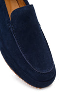 Men's Navy Blue Suede Leather Casual Loafer | Derimod
