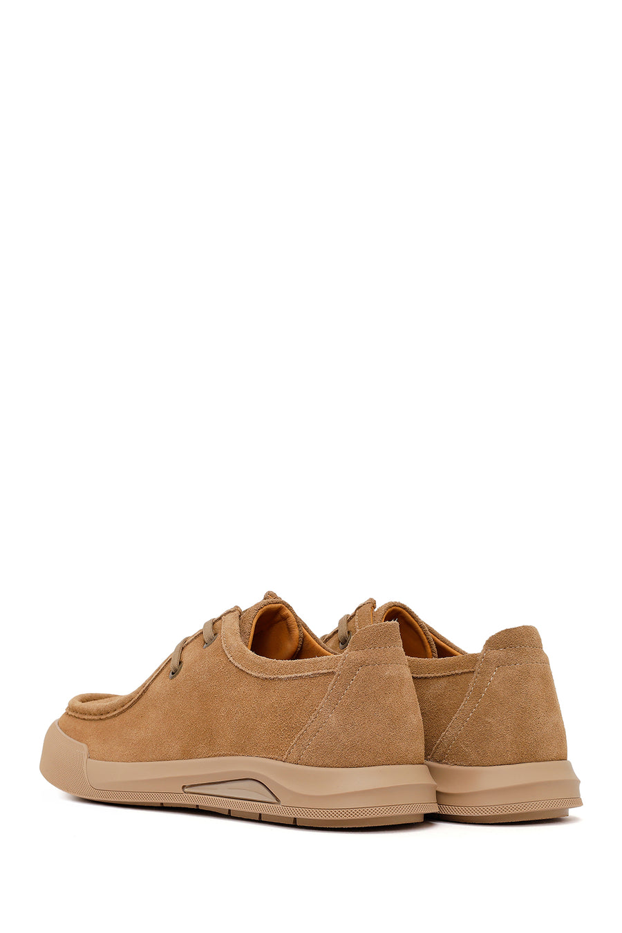 Male Beige Lace-Up Thick-Soled Suede Leather Casual Shoes