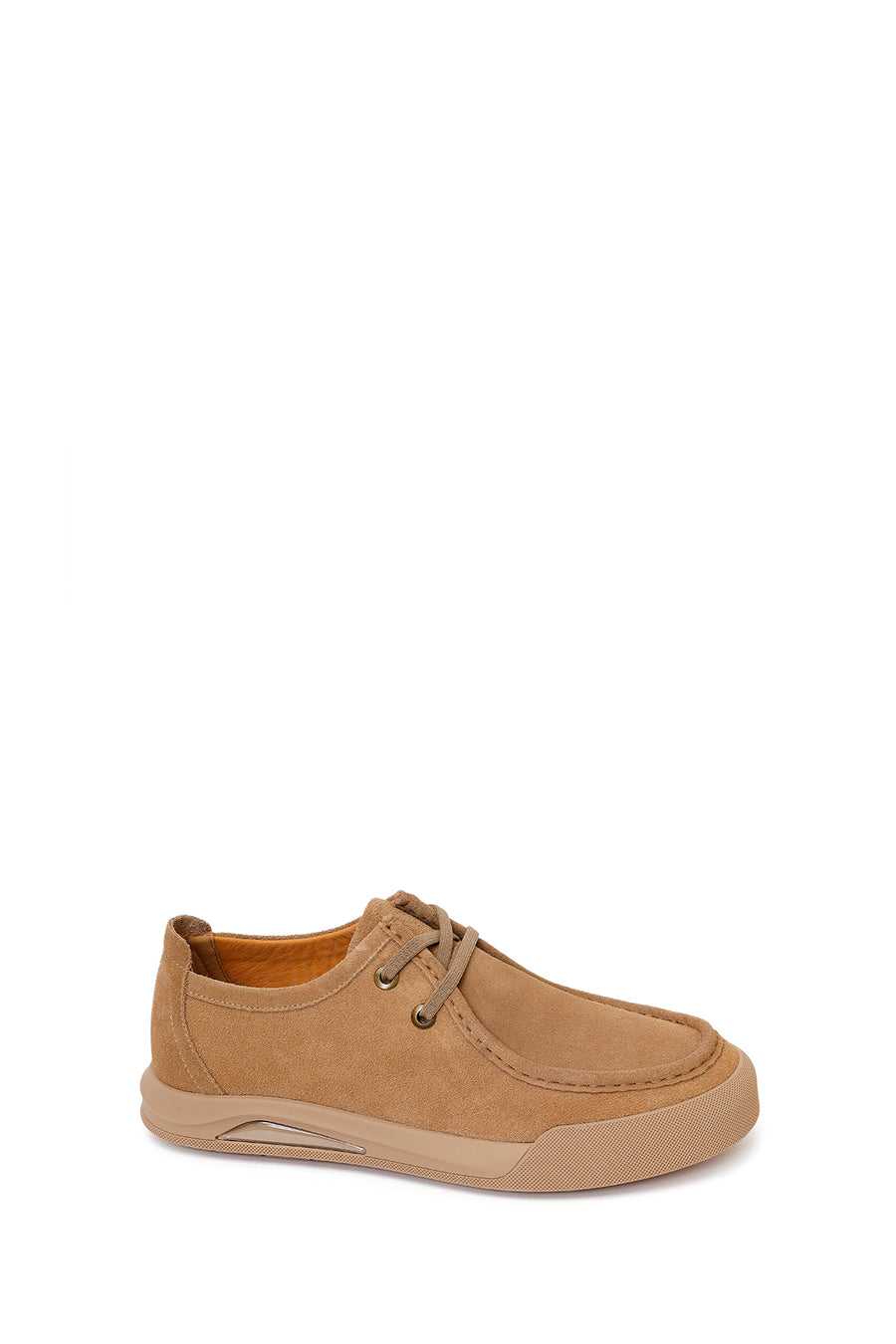 Male Beige Lace-Up Thick-Soled Suede Leather Casual Shoes