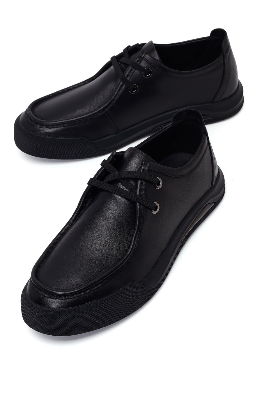 Male Black Lace-Up Leather Casual Shoes