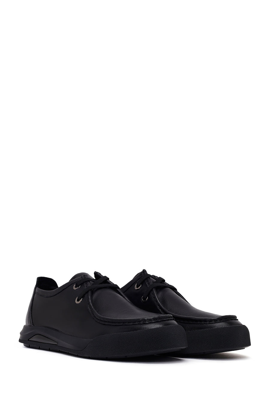 Male Black Lace-Up Leather Casual Shoes