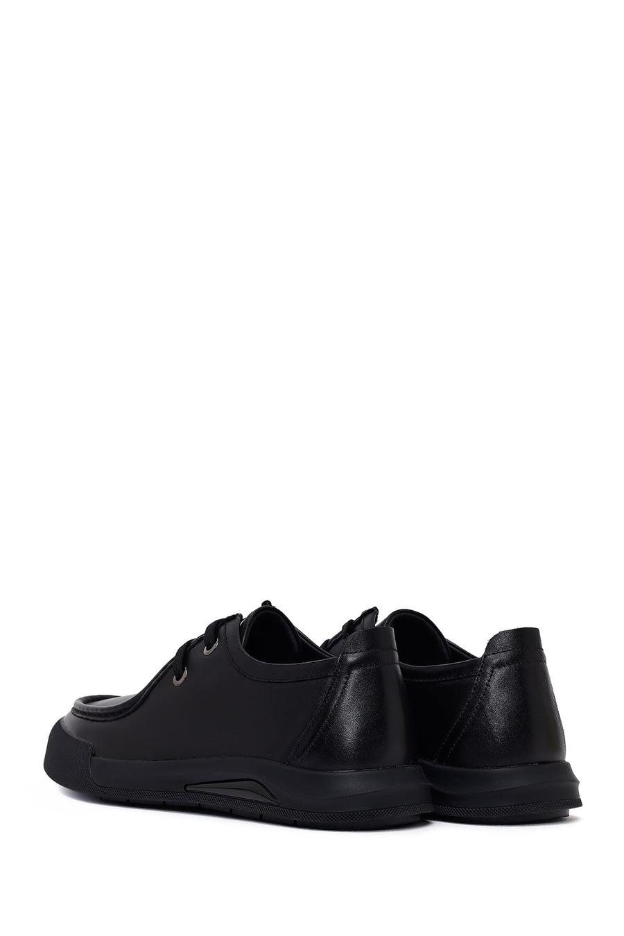 Male Black Lace-Up Leather Casual Shoes