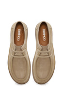 Erkek Bej Bağcıklı Nubuk Deri Casual Ayakkabı | Derimod