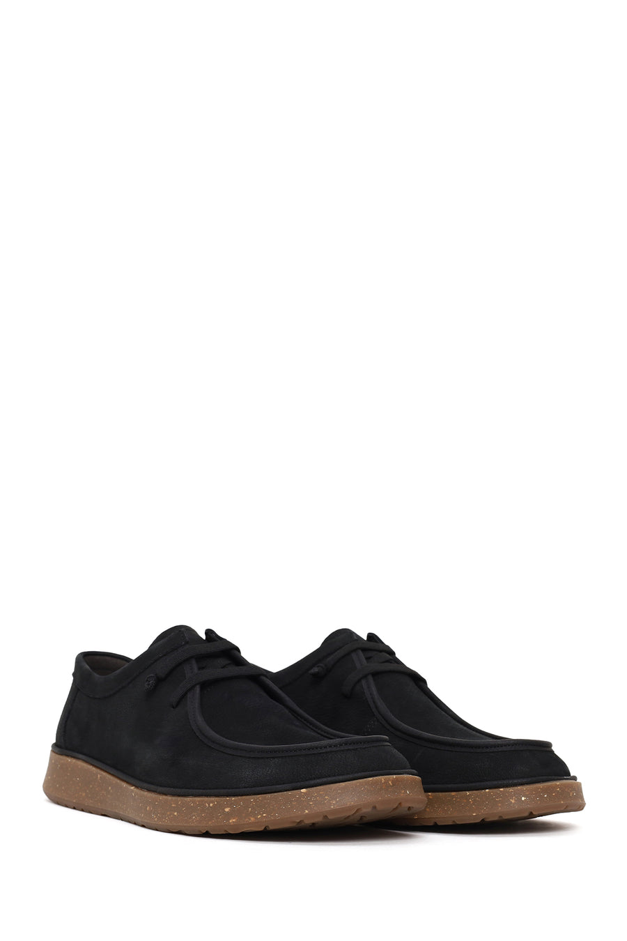 Male Black Lace-up Nubuck Leather Casual Shoes