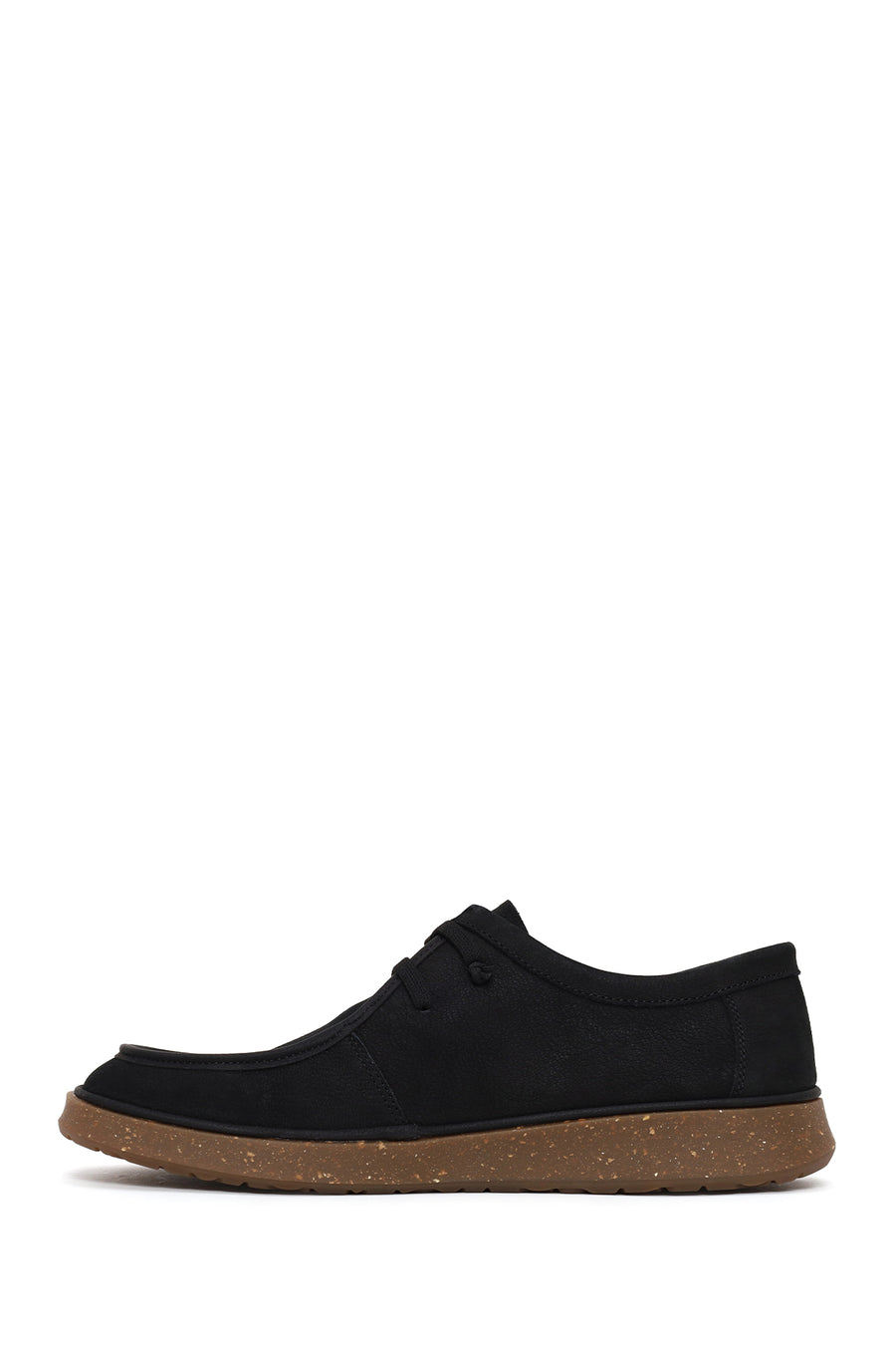 Male Black Lace-up Nubuck Leather Casual Shoes