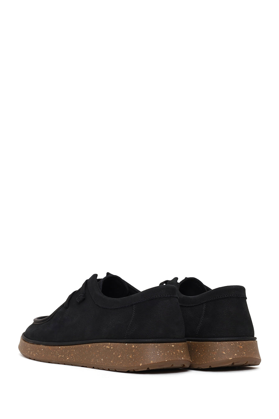 Male Black Lace-up Nubuck Leather Casual Shoes