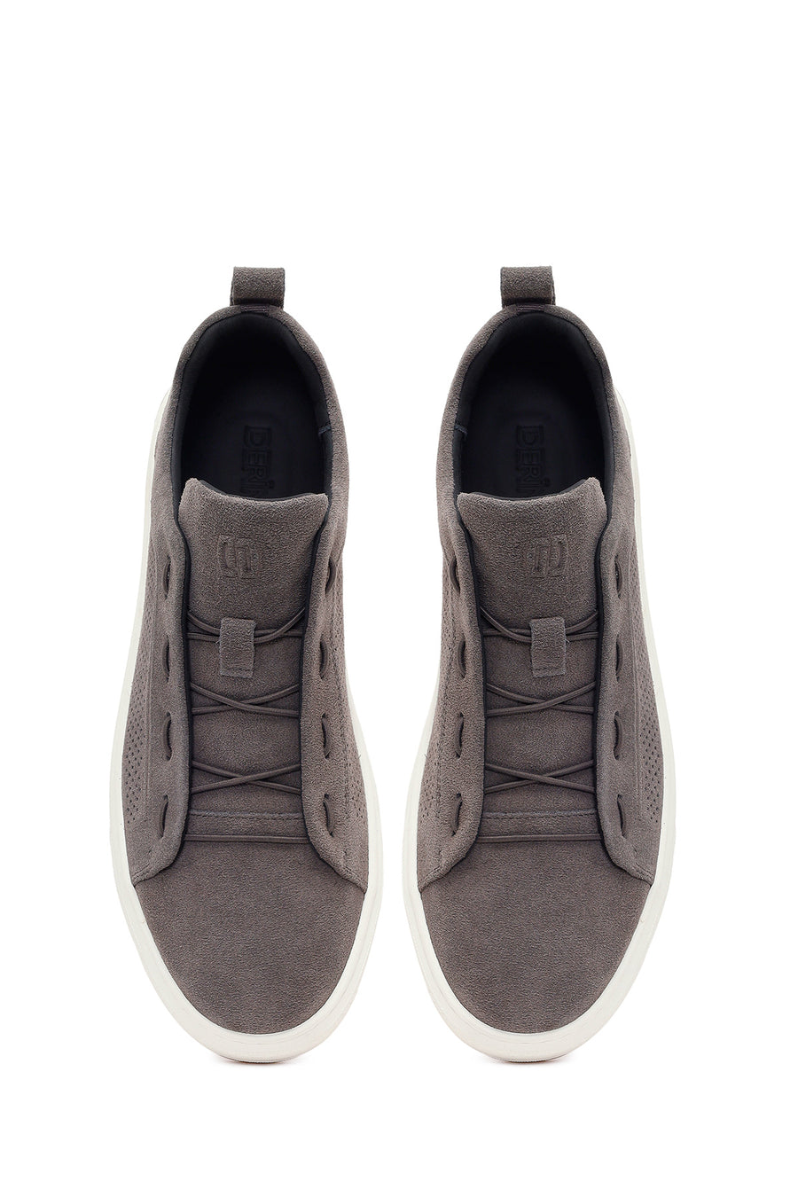 Erkek Gri Bağcıklı Süet Deri Sneaker