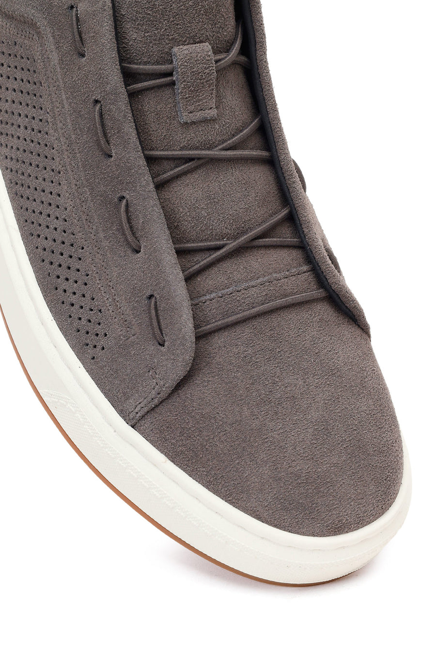 Erkek Gri Bağcıklı Süet Deri Sneaker