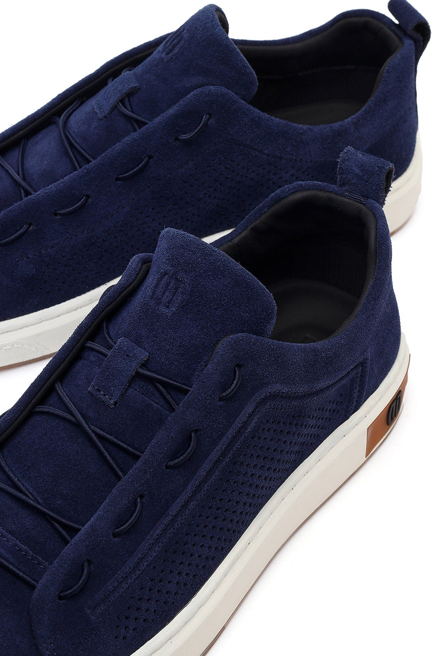 Male Navy Lace-Up Suede Leather Sneaker