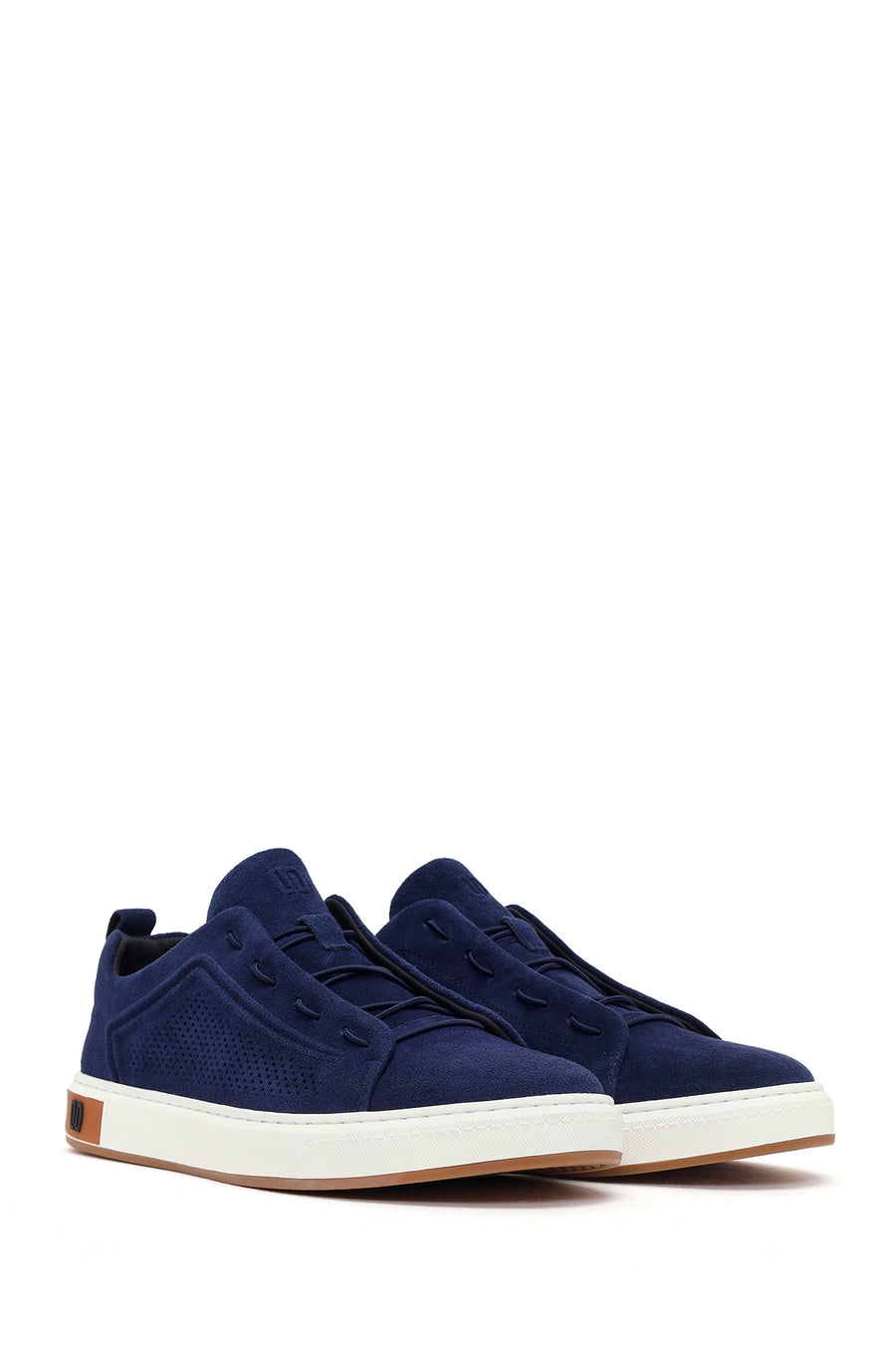 Male Navy Lace-Up Suede Leather Sneaker