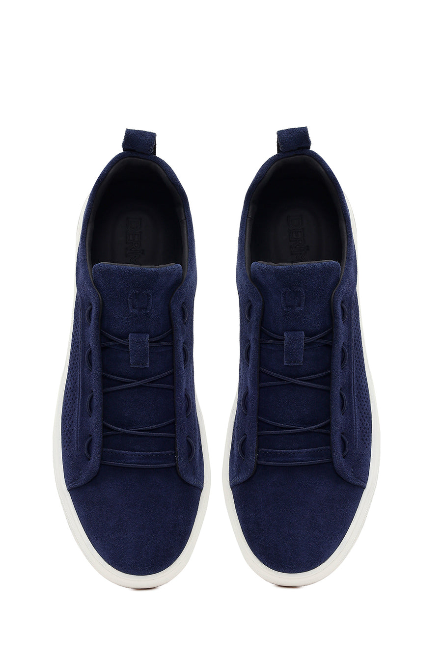 Male Navy Lace-Up Suede Leather Sneaker