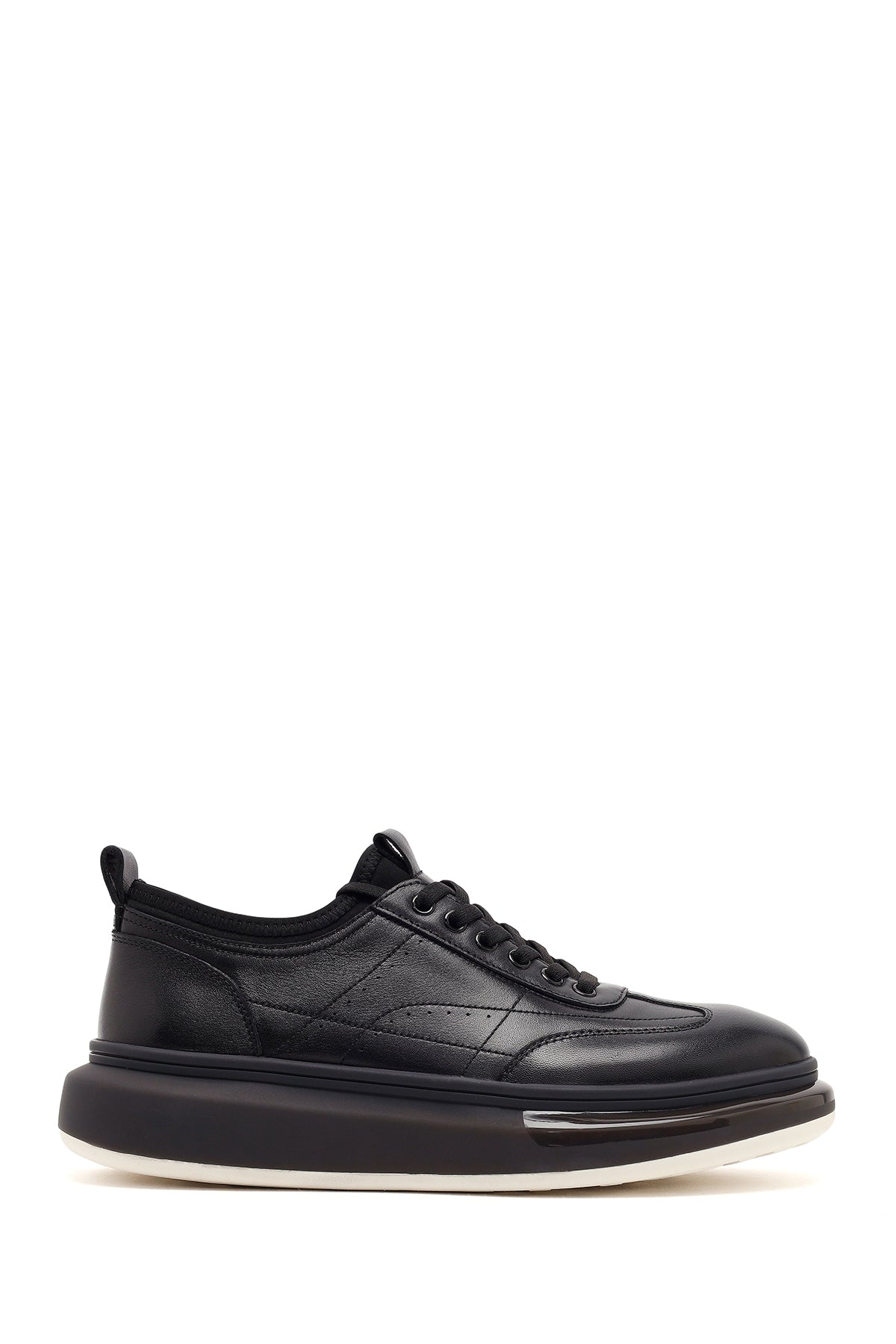 Men's Black Lace-up Thick-Sole Leather Sneaker 26SFD698218 | Derimod