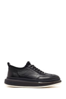 Men's Black Lace-up Thick-Sole Leather Sneaker | Derimod