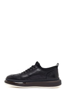 Men's Black Lace-up Thick-Sole Leather Sneaker | Derimod