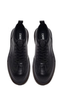 Men's Black Lace-up Thick-Sole Leather Sneaker | Derimod
