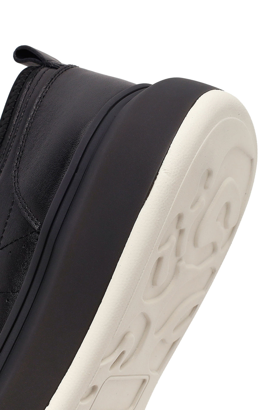 Men's Black Lace-up Thick-Sole Leather Sneaker