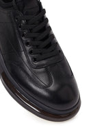 Men's Black Lace-up Thick-Sole Leather Sneaker | Derimod