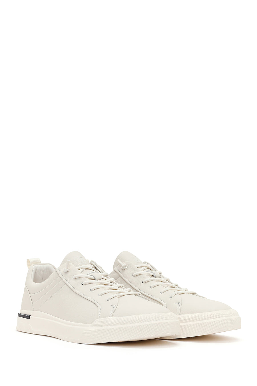 Men's White Lace-up Leather Sneaker