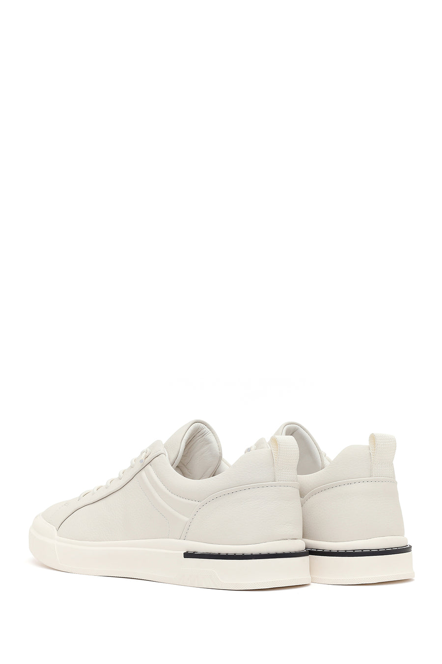Men's White Lace-up Leather Sneaker