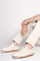 Erkek Beyaz Bağcıklı Deri Sneaker | Derimod